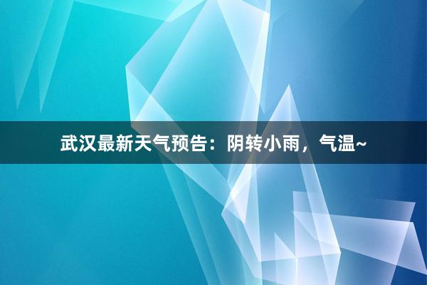 武汉最新天气预告：阴转小雨，气温~